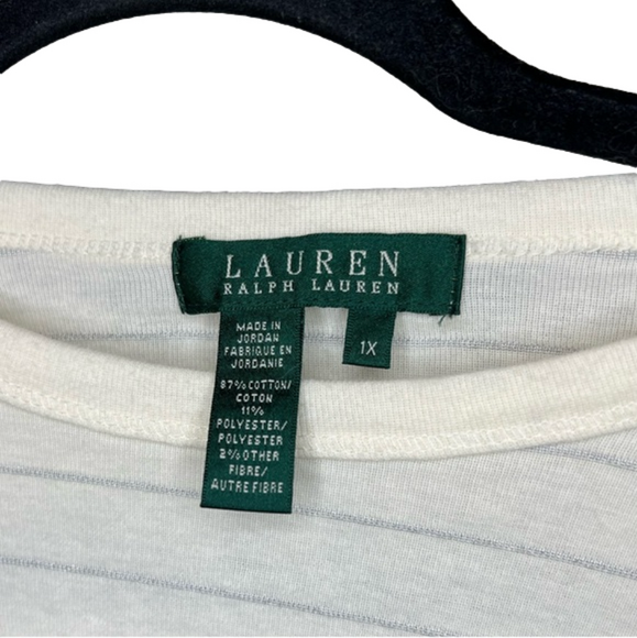 Lauren Ralph Lauren Long Sleeve White and Silver top - Picture 2 of 3